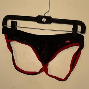 Men's Black & Red Mesh Jockstrap